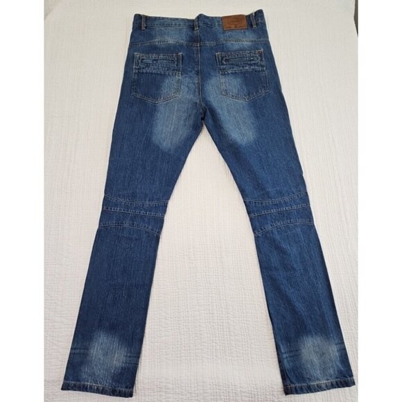 Grindhouse Denim Moto Jeans Men's 38x34 Double Padded Knee Whiskered EUC Cycling - Picture 2 of 16